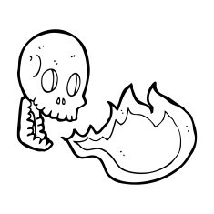 cartoon fire breathing skull N12
