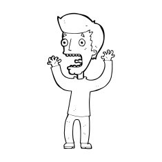 cartoon frightened man N145