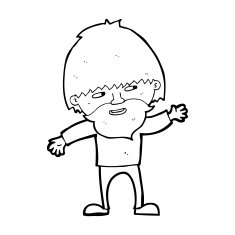 cartoon happy bearded man waving N13