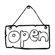 cartoon open shop sign N13