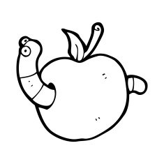 cartooon worm in apple N10