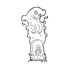 cartoon ghost rising from grave N60