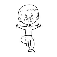 cartoon dancing man with mustache N13