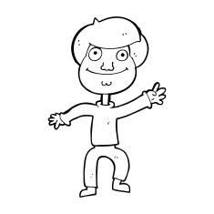 cartoon happy man waving N50