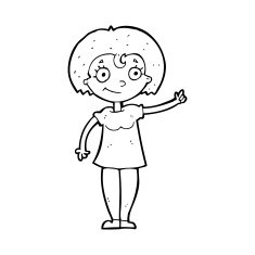 cartoon happy woman pointing N92