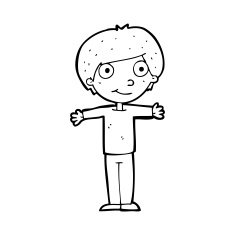 cartoon happy boy with open arms N26