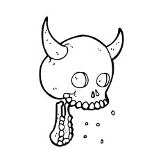 cartoon spooky skull N234
