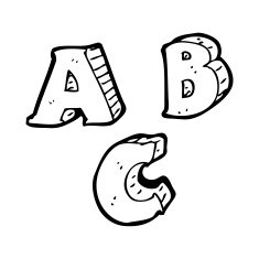 cartoon ABC letters N26