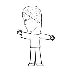 cartoon man with brain N13