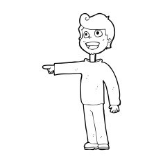 cartoon man pointing and laughing N51