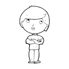 cartoon happy man with folded arm N13