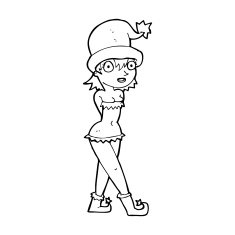 cartoon woman in christmas elf costume N13