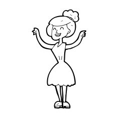 cartoon woman with raised arms N13