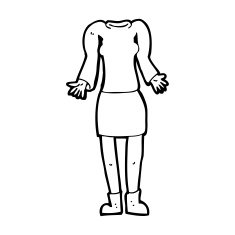 cartoon female body with shrugging shoulders (mix and match cart N13