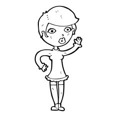 cartoon pretty woman waving N116