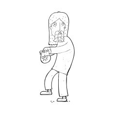 cartoon hippie man with bag of weed N13