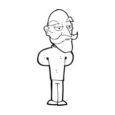 cartoon old man with mustache N35