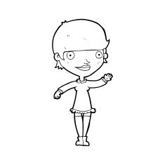 cartoon waving woman N187