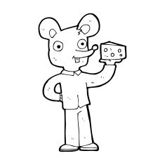 cartoon mouse holding cheese N13