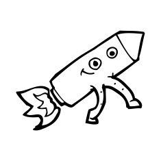 cartoon happy rocket N14