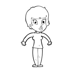 cartoon woman shrugging shoulders N643