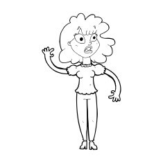 cartoon worried woman waving N26