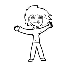 cartoon excited woman waving N14