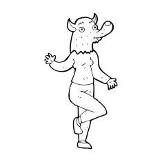 cartoon dancing werewolf woman N10
