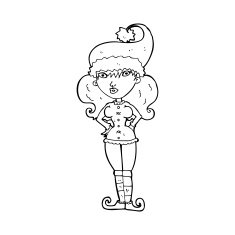 cartoon santa's helper woman N13