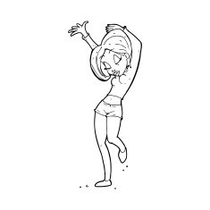 cartoon pretty woman dancing N25