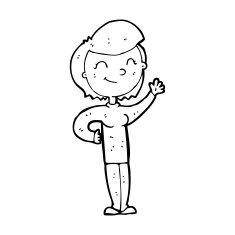 cartoon friendly waving woman N14