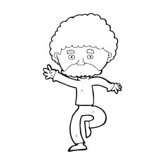 cartoon mustache man disco dancing N13