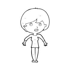 cartoon woman shrugging shoulders N646