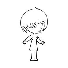 cartoon woman shrugging shoulders N647