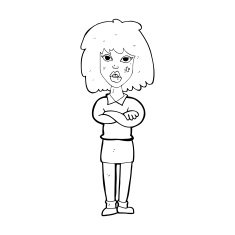cartoon tough woman with folded arms N14
