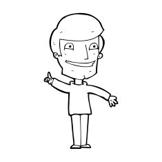 cartoon grinning man with idea N13