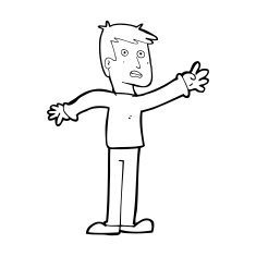 cartoon worried man reaching N27
