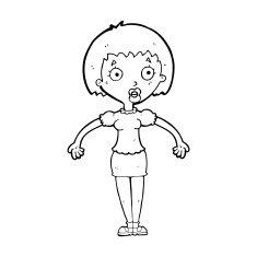 cartoon confused woman shrugging shoulders N13