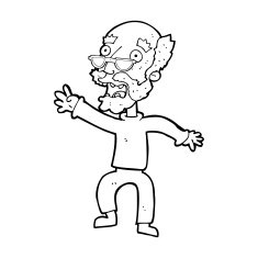 cartoon frightened old man N55