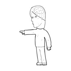 cartoon clever man pointing N14