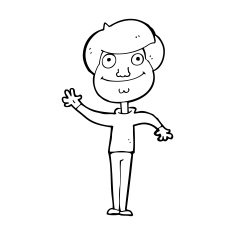 cartoon happy man waving N52
