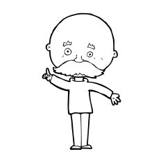 cartoon bald man with idea N31