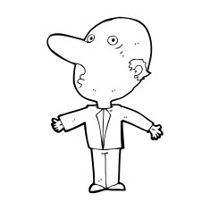 cartoon confused middle aged man N13