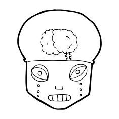 cartoon spooky robot head N16