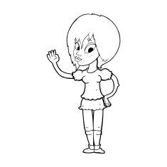 cartoon pretty woman waving N120