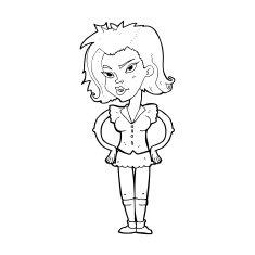 cartoon woman with hands on hips N306