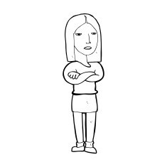 cartoon woman with folded arms N41