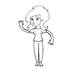 cartoon pretty woman waving N121
