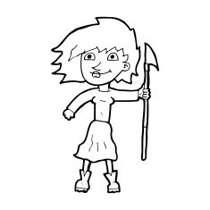 cartoon woman with spear N14