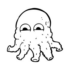cartoon alien squid face N39